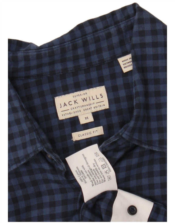 JACK WILLS Camisa de franela de corte clásico para hombre Algodón a cuadros azul marino mediano