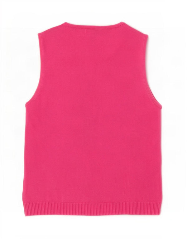 Izod Camiseta sin mangas para mujer Petite UK 40 Large Pink Argyle/Diamond Cotton