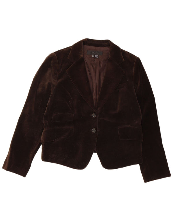 Zara Mujer Chaqueta Blazer De Terciopelo De 2 Botones UK 40 XL Algodón Marrón