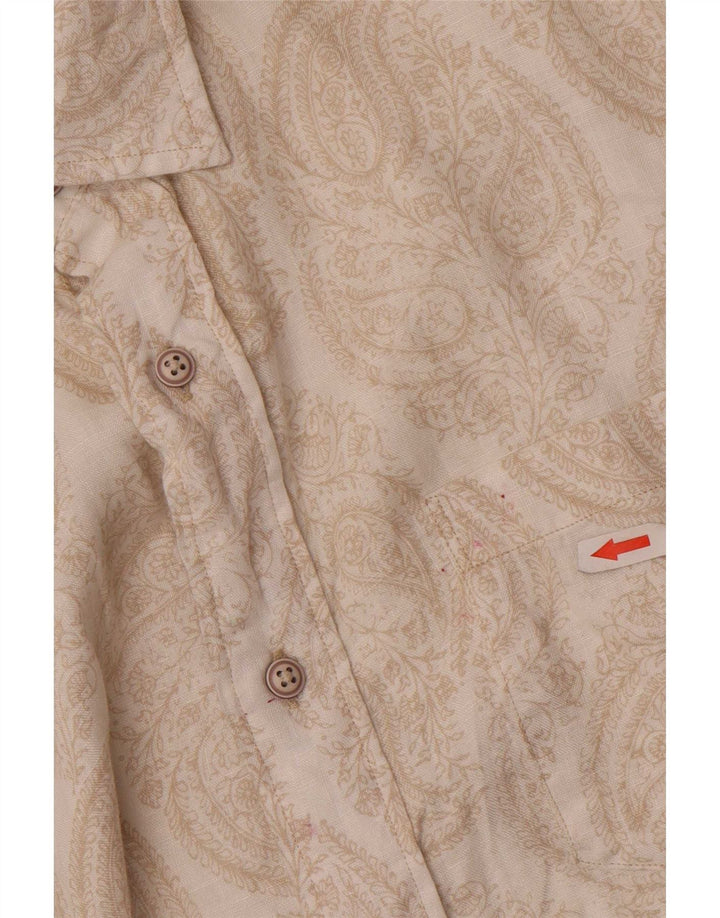 Camisa Nautica Hombre Grande Beige Paisley Lino