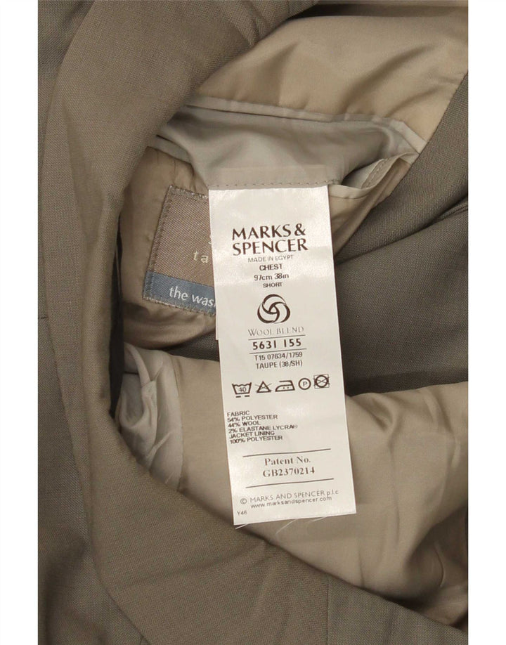 Chaqueta tipo blazer corta de 3 botones para hombre Marks & Spencer UK 38 Medium Khaki