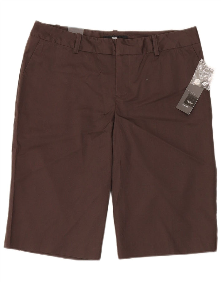 Mossimo Bermudas Elásticas Mujer W32 Grande Algodón Marrón