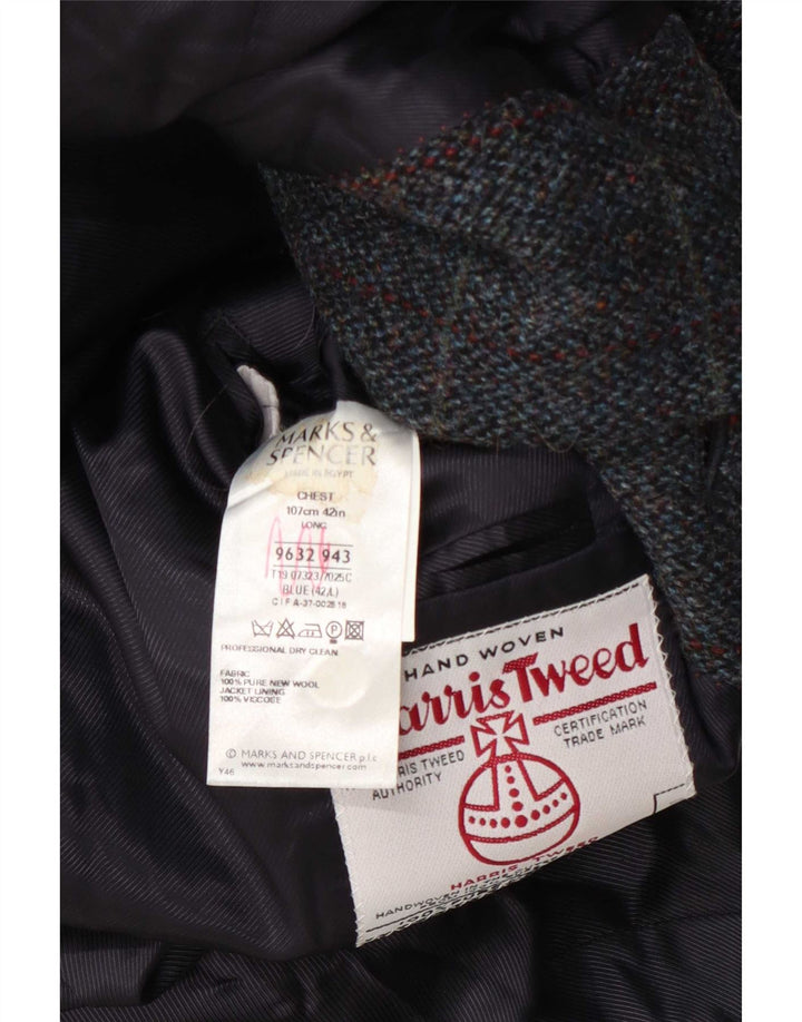 Marks & Spencer Chaqueta tipo blazer Harris Tweed para hombre UK 42 Large Blue Check