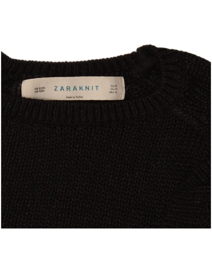 Zara - Jersey de cuello redondo para mujer, talla 40, talla M, color negro