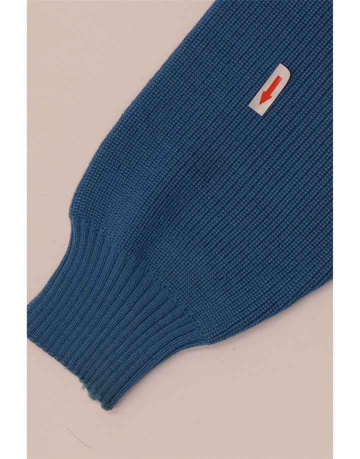 Navigare Suéter tipo jersey con cuello y cremallera para hombre, talla grande, azul