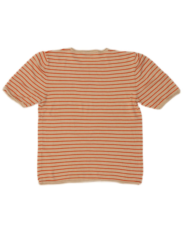 Zara Mujer Crop Camiseta Top UK 42 Viscosa Rayas Beige Medio