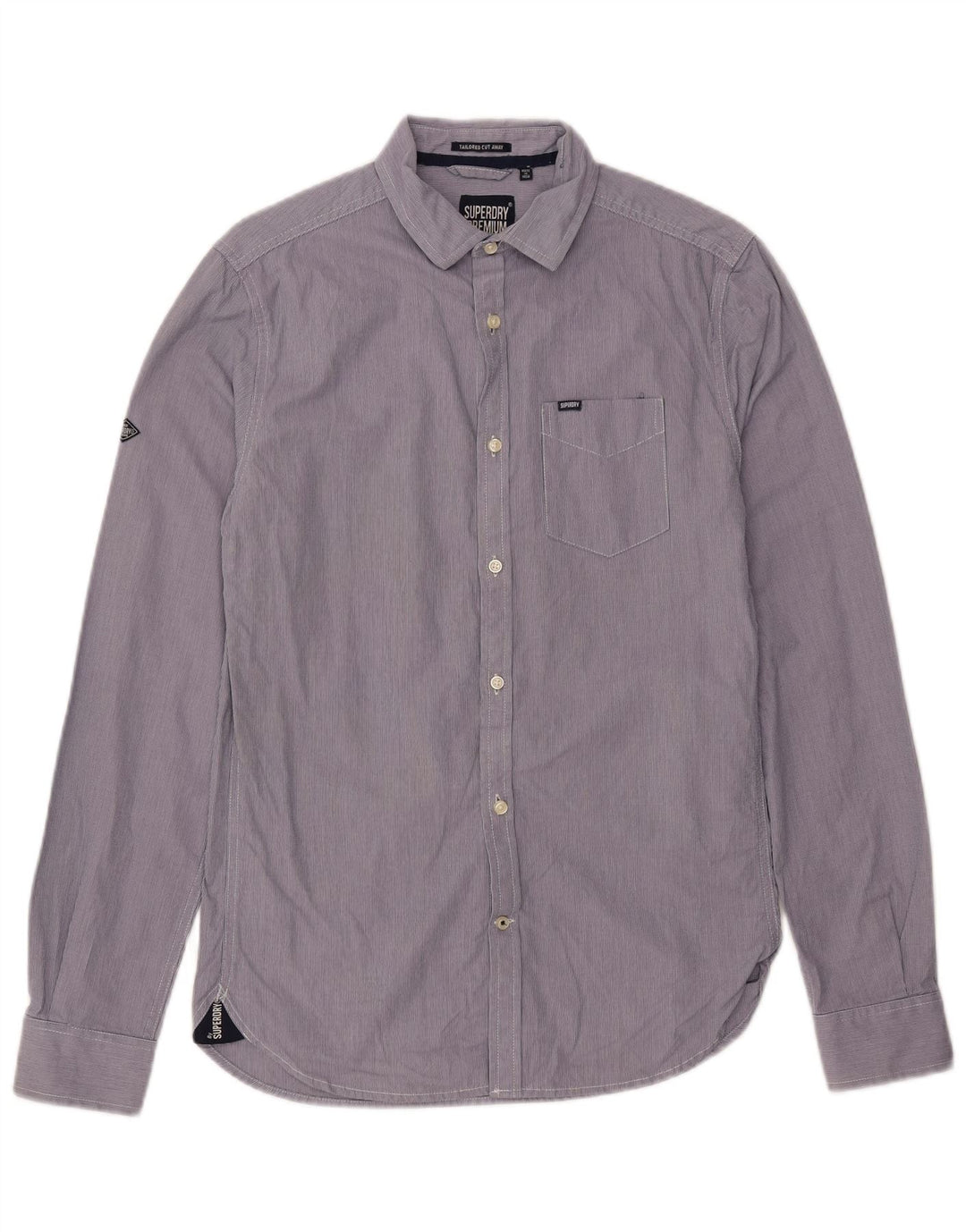 SUPERDRY Camisa a medida de algodón a rayas violeta pequeña para hombre