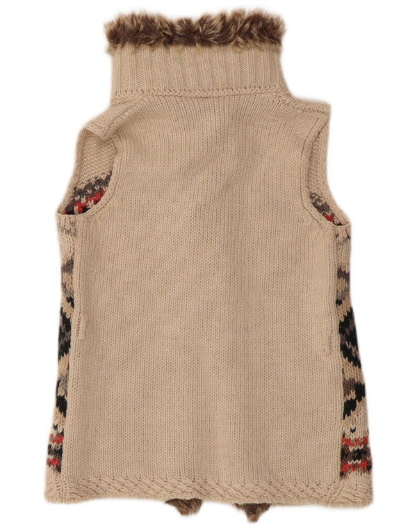 Benetton Cárdigan Sin Mangas para Niñas 11-12 Años 2XL Beige Fair Isle