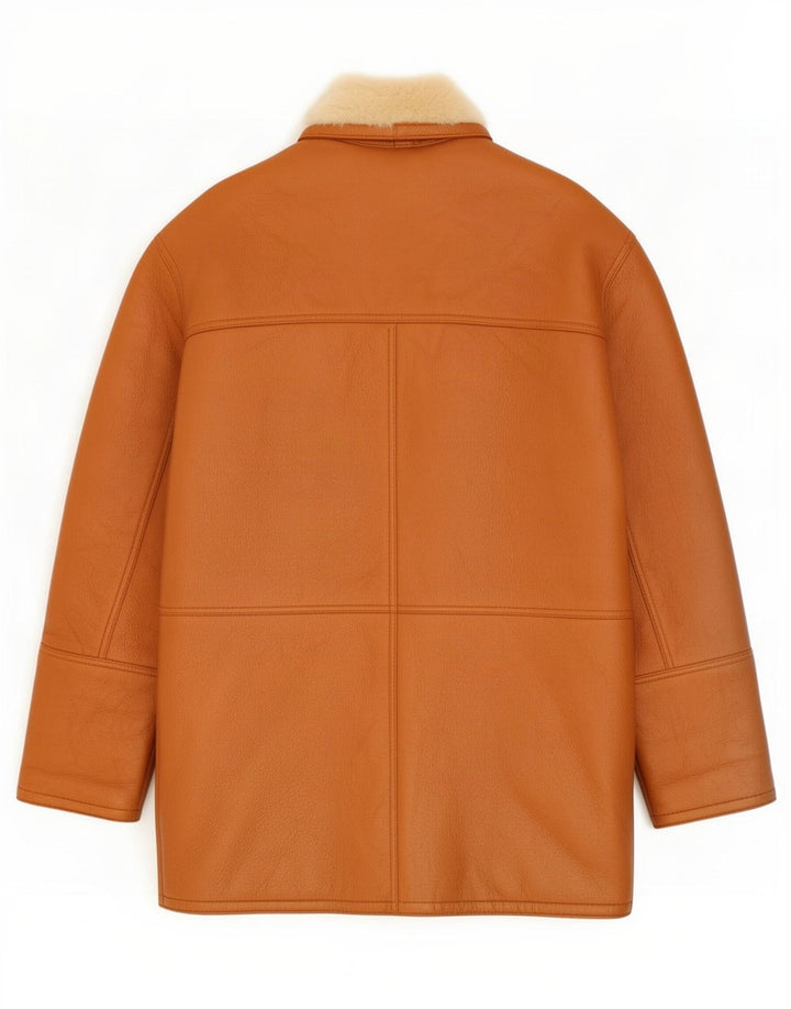 Chaqueta de piel de oveja vintage para hombre IT 52 XL Marrón