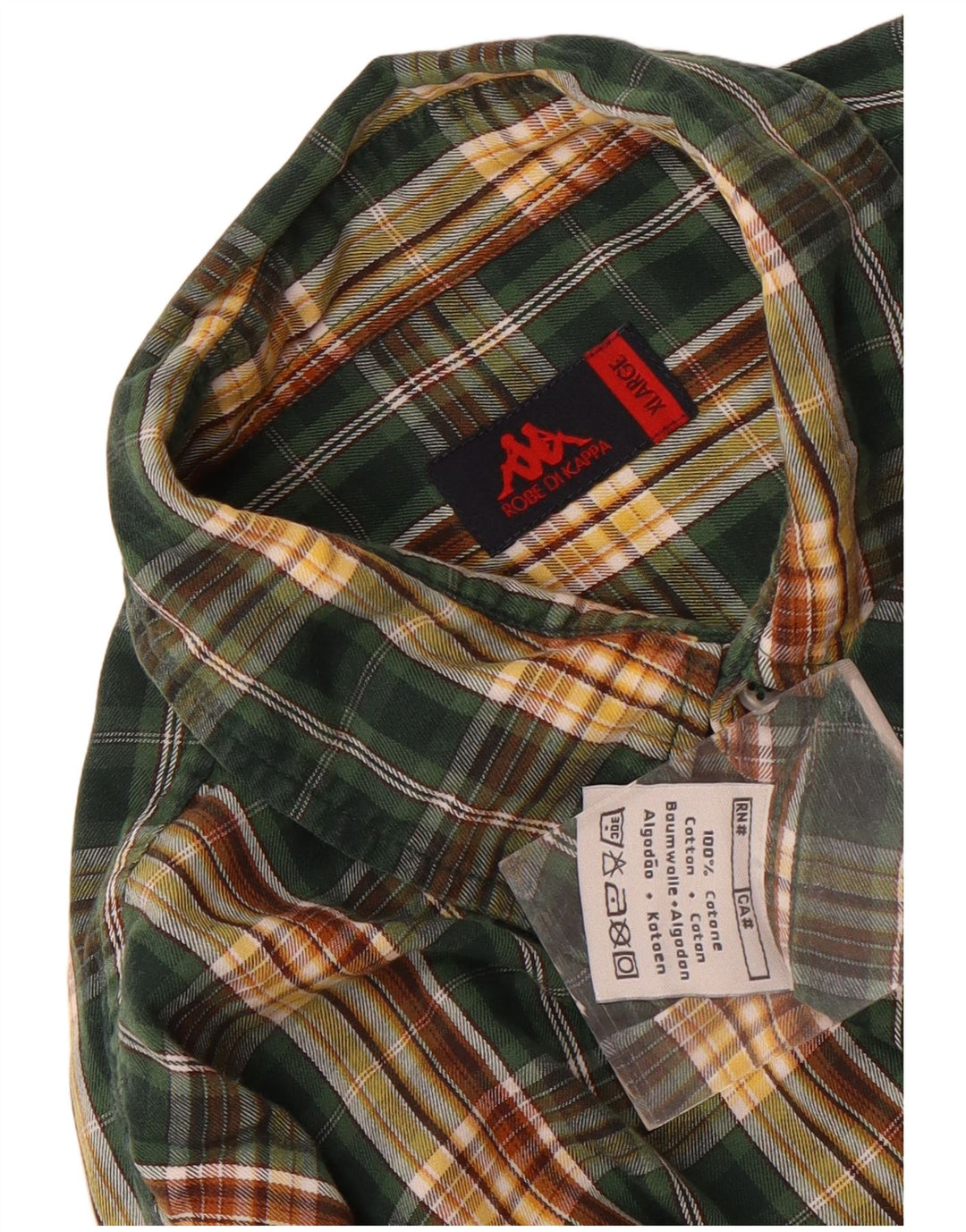 Kappa Hombre Camisa De Franela XL Algodón A Cuadros Verde