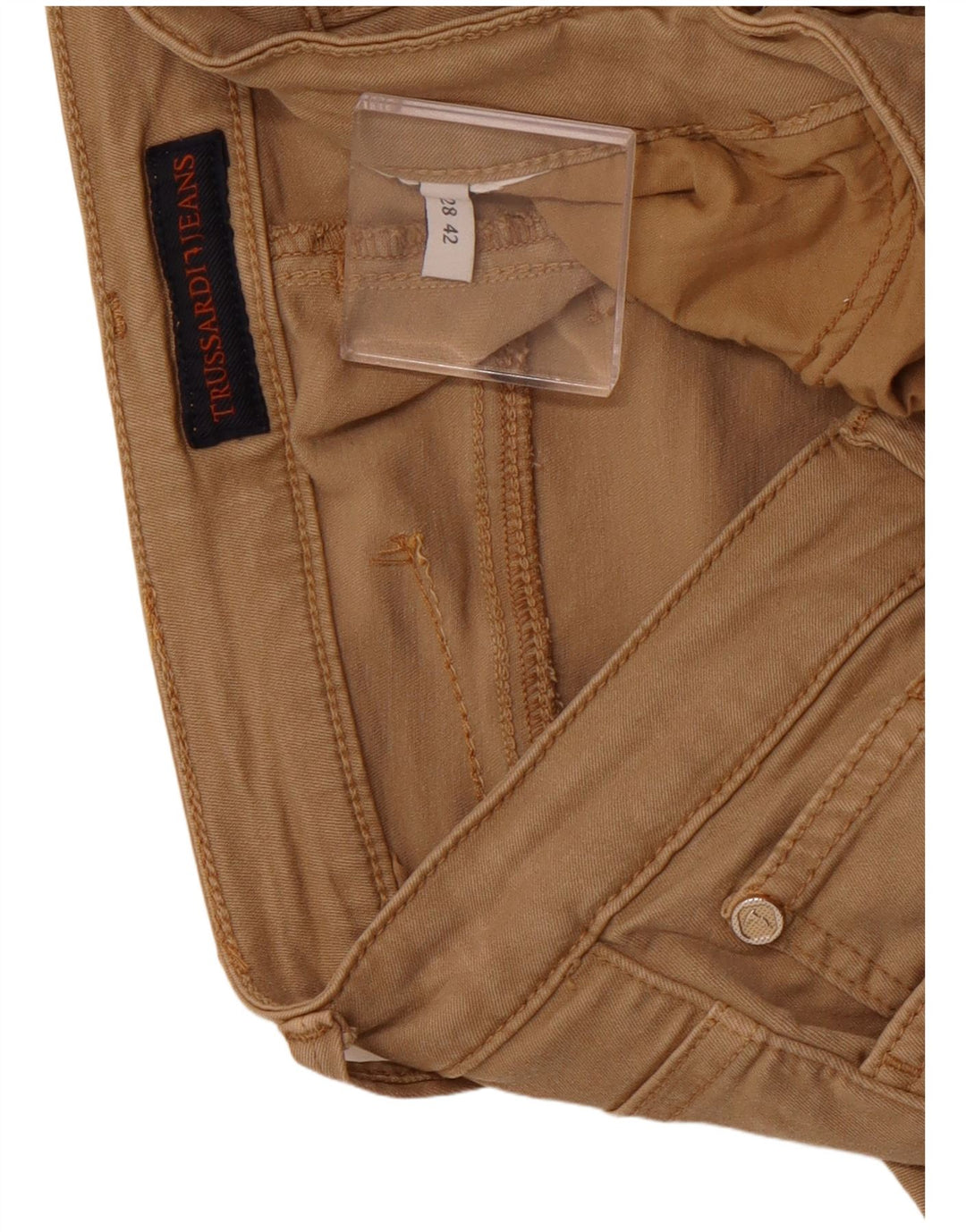 TRUSSARDI Pantalones informales ajustados para mujer IT 42 Medium W28 L25 Marrón