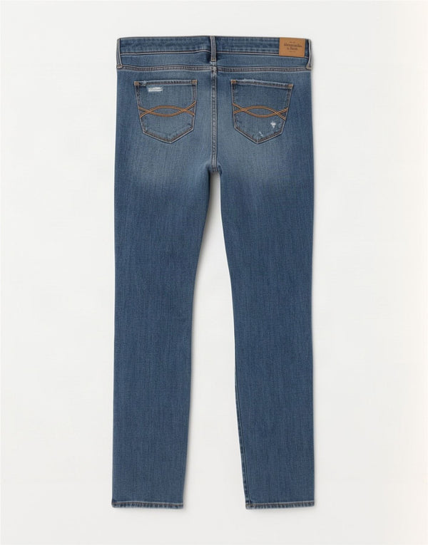 Abercrombie & Fitch Jeans ajustados desgastados para mujer US 6 Medium W28 L28 Azul