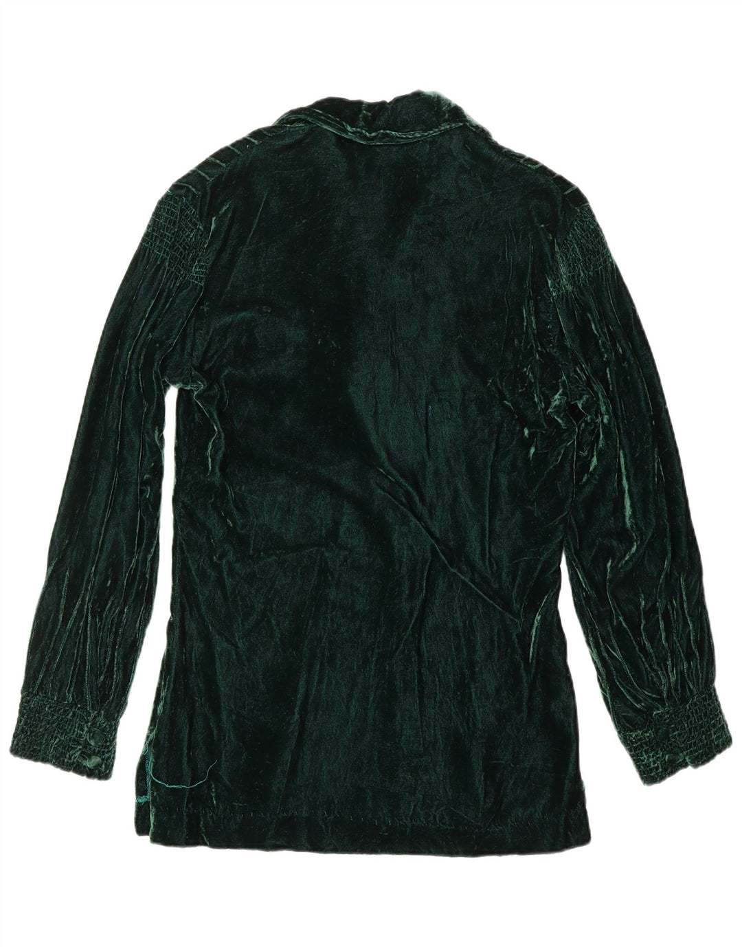 VINTAGE Mujer Terciopelo Jersey Camisa US 8 Verde Medio