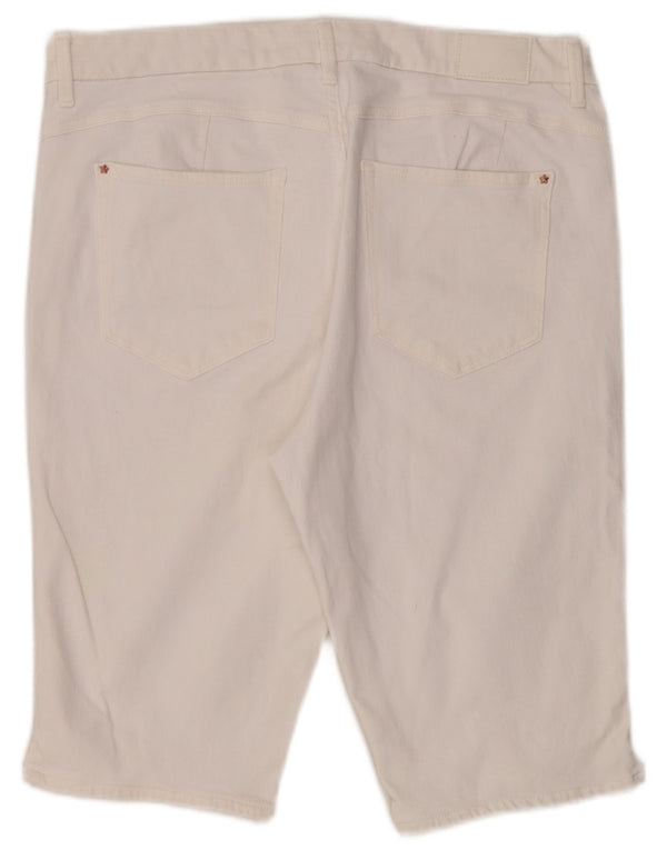 Marks & Spencer Pantalones cortos vaqueros de cintura alta para mujer UK 18 XL W36 Algodón blanco