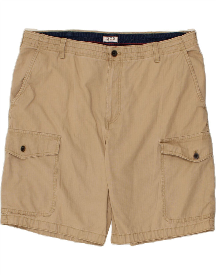 IZOD Mens Cargo Shorts W38 XL Beige Check Cotton Vintage Izod and Second-Hand Izod from Messina Hembry 