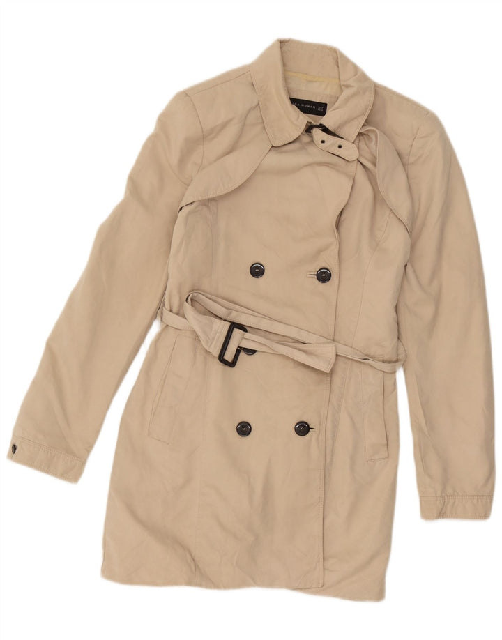 Zara Mujer Gabardina UK 42 Poliéster Beige Medio