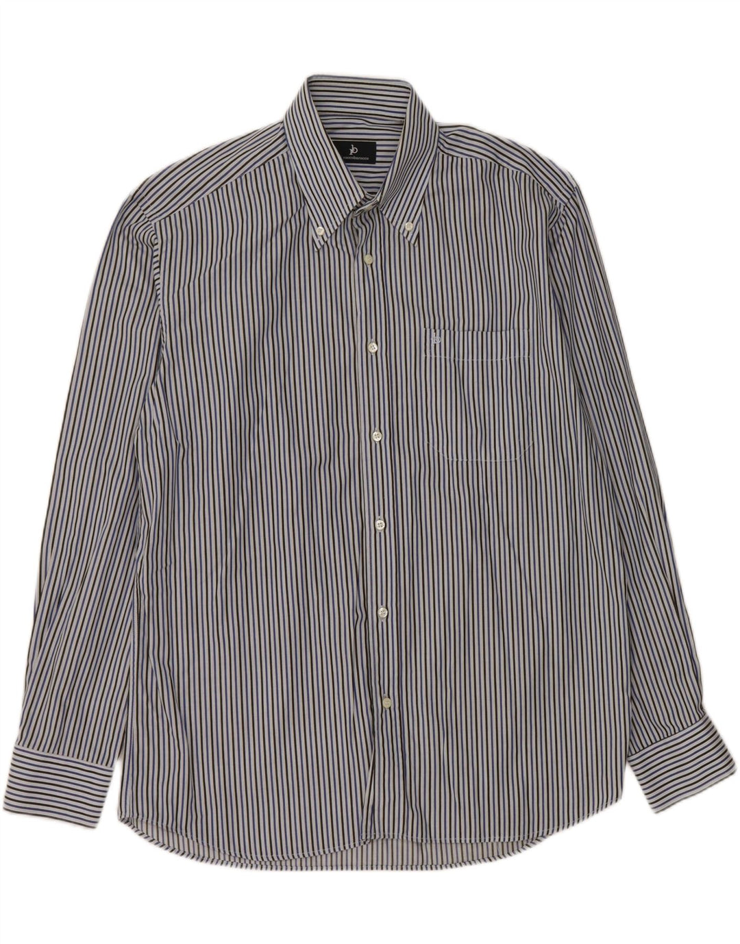 ROCCOBAROCCO Camisa Hombre Talla 41 16 Algodón Rayas Azul Grande