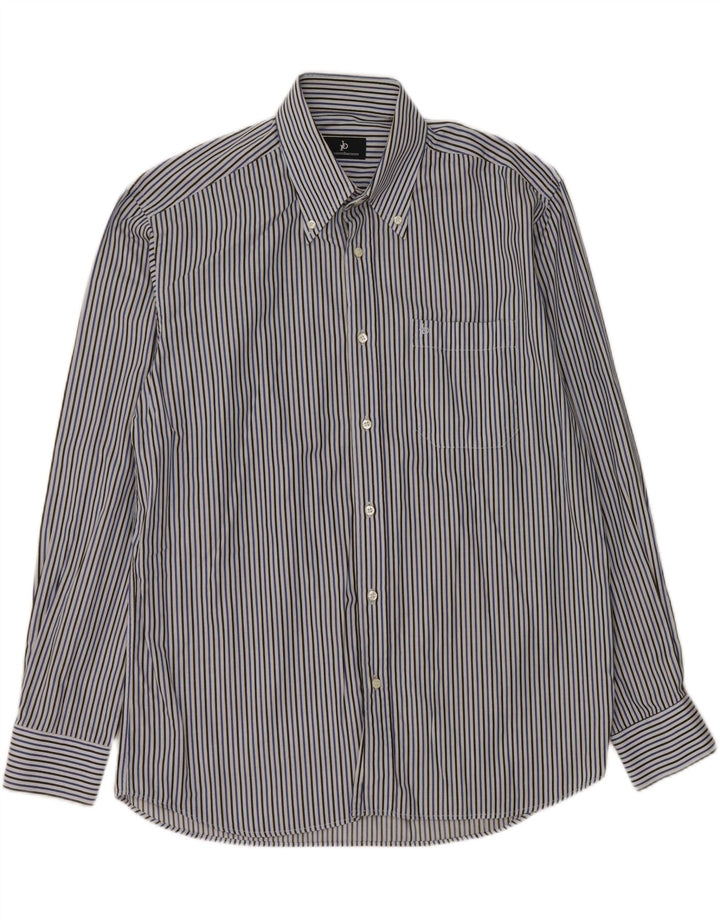 ROCCOBAROCCO Camisa Hombre Talla 41 16 Algodón Rayas Azul Grande