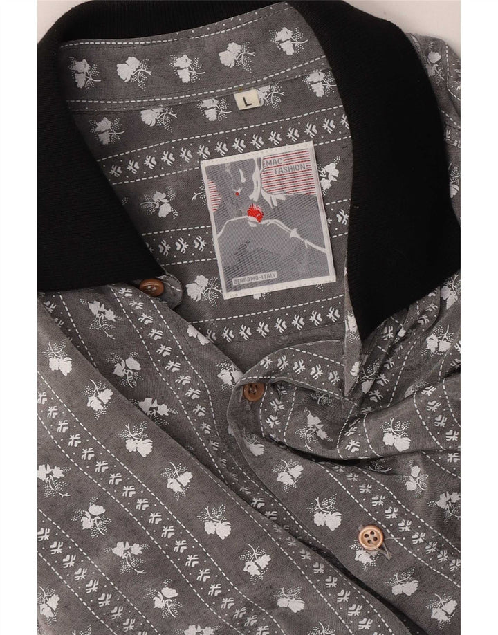Camisa Mac para hombre grande gris floral
