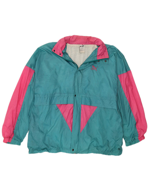 PUMA Chaqueta impermeable con capucha para hombre UK 42 XL Nylon color block azul