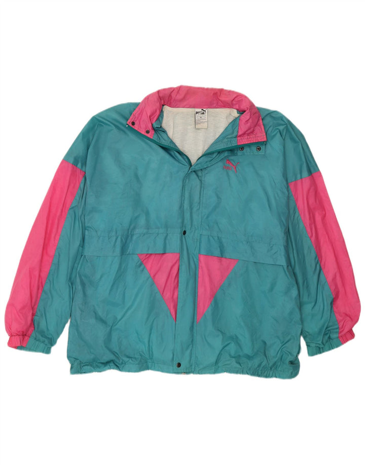 PUMA Chaqueta impermeable con capucha para hombre UK 42 XL Nylon color block azul