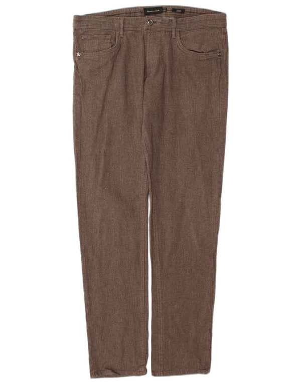 Massimo Dutti Pantalones Casuales Slim para Hombre EU 42 Large W32 L32 Marrón Algodón