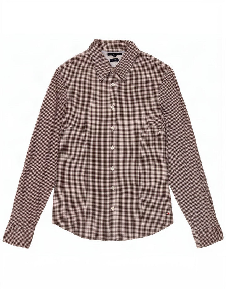 Tommy Hilfiger Camisa elástica para mujer US 10 Grande Negro Gingham Algodón