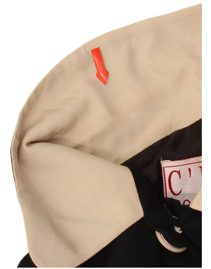 Vintage mujer manga corta Blazer chaqueta Reino Unido 12 medio negro colorblock