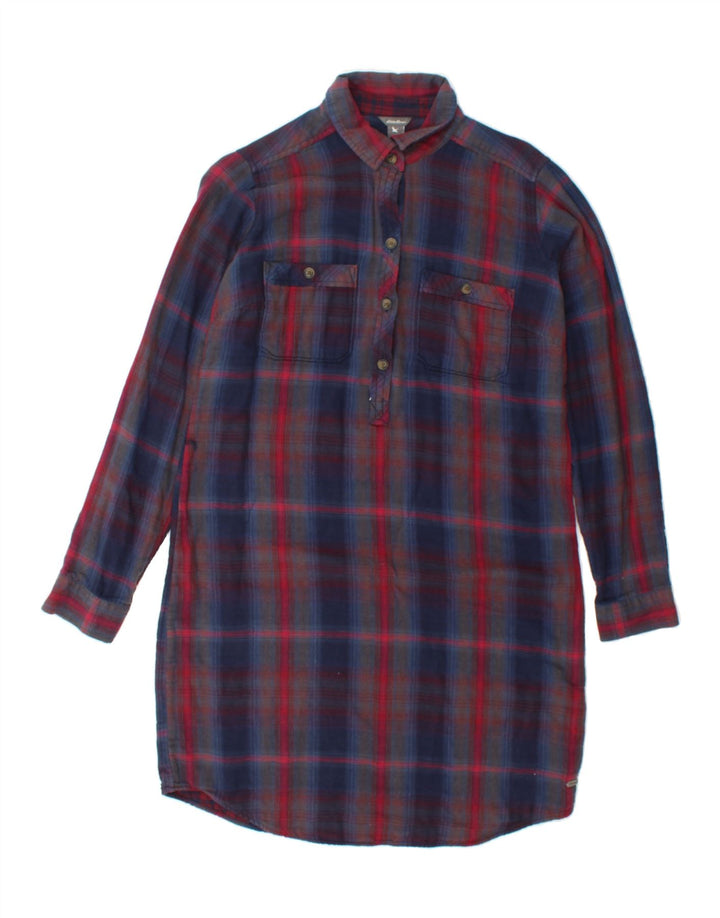 EDDIE BAUER Womens Pullover Shirt Dress US 4 Small Navy Blue Check Vintage Eddie Bauer and Second-Hand Eddie Bauer from Messina Hembry 