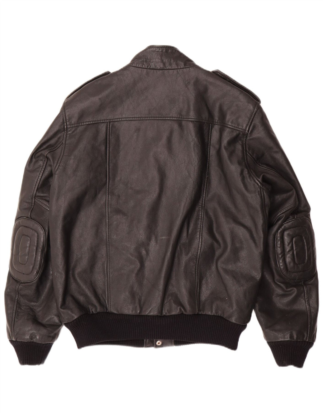 VINTAGE Chaqueta de cuero militar para hombre IT 54 2XL Cuero negro