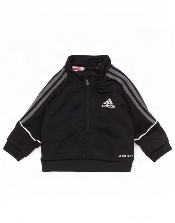 Adidas - Sudadera con cuello y cremallera Aeroready para bebés de 0 a 3 meses, color negro