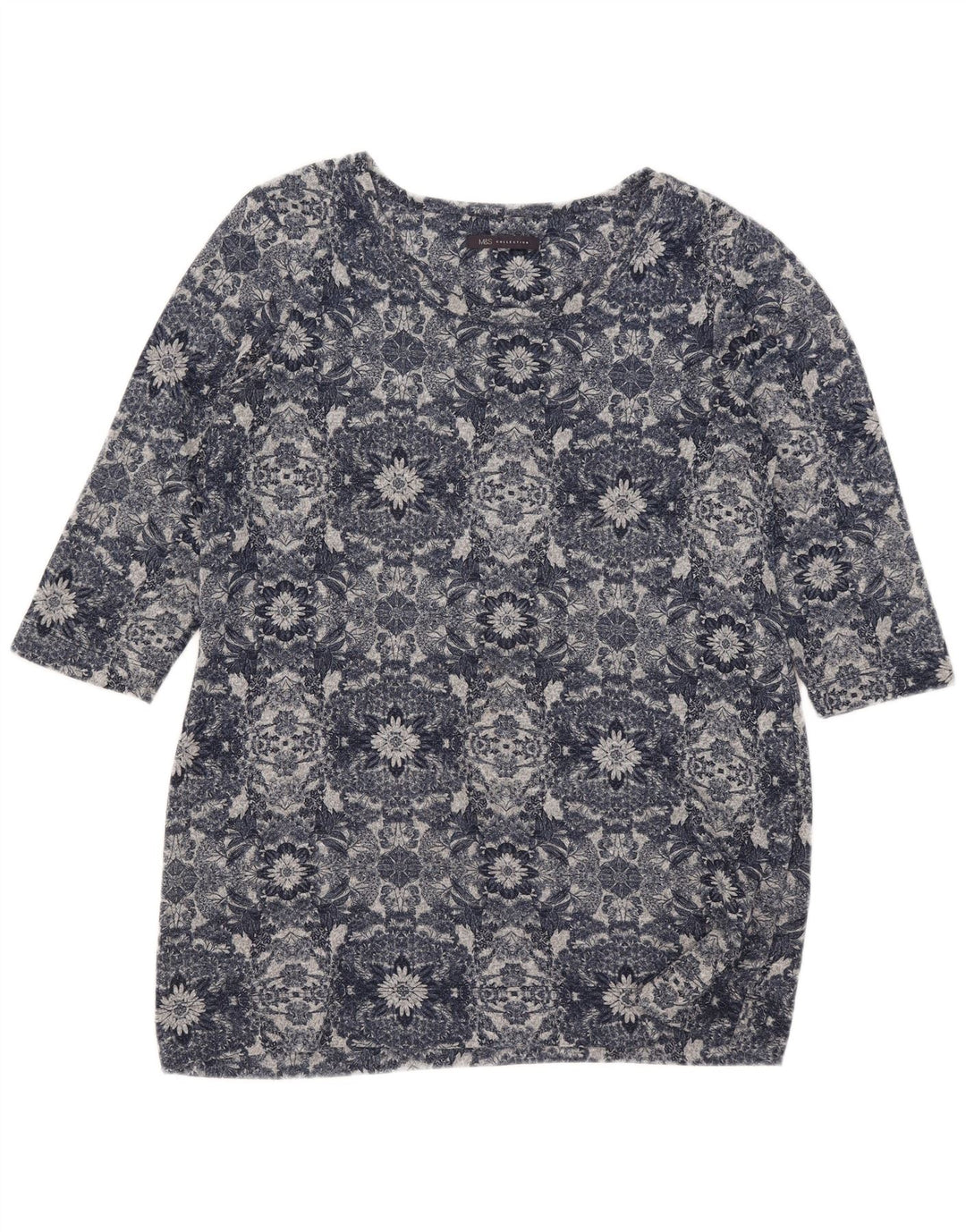 Marks & Spencer Top para mujer manga 3/4 UK 46 Poliéster floral azul grande