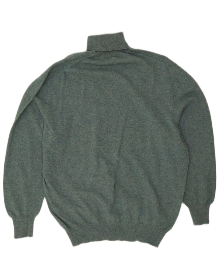 Vintage hombres rollo cuello jersey suéter grande verde