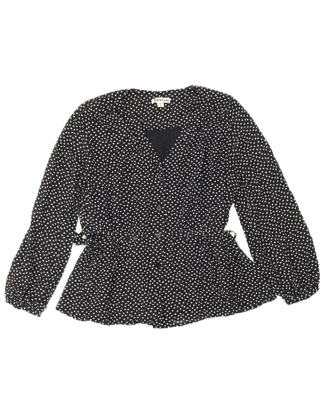 Whistles Blusa tipo camisa para mujer Reino Unido 10 Pequeño corazón de poliéster con lunares negros