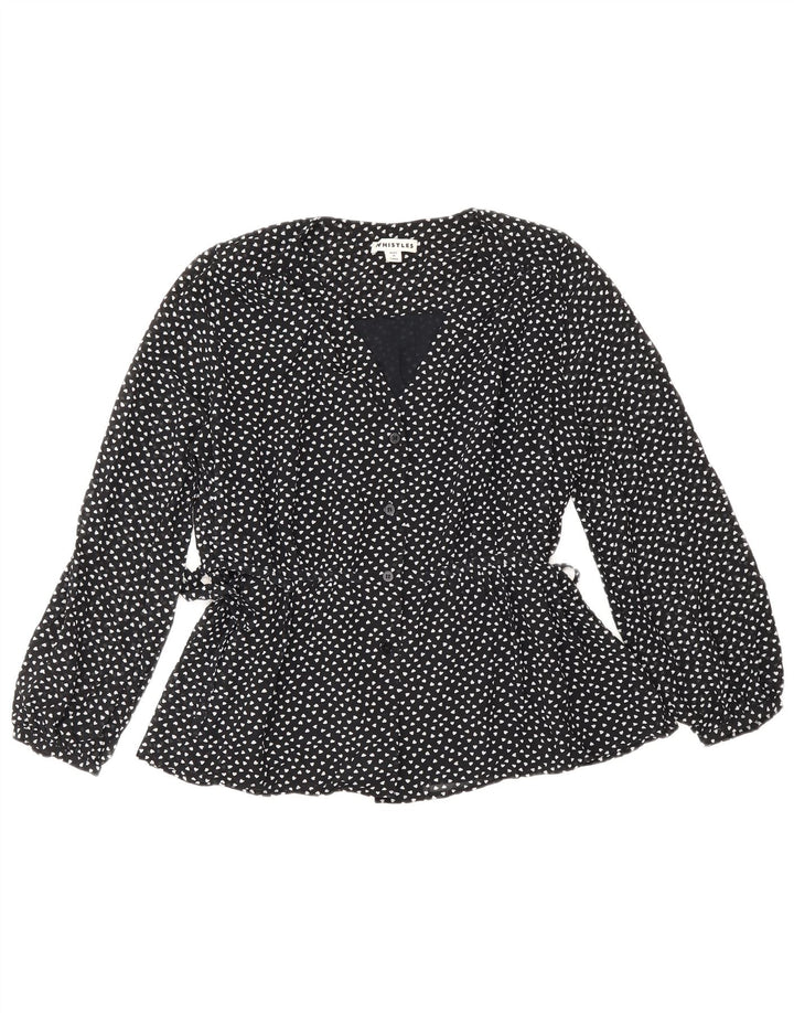 Whistles Blusa tipo camisa para mujer Reino Unido 10 Pequeño corazón de poliéster con lunares negros
