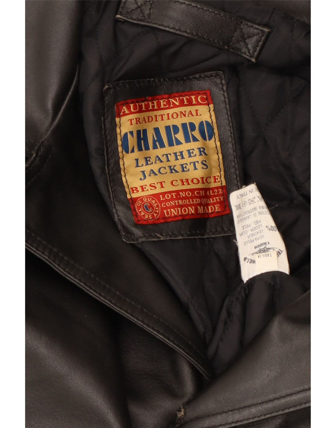 Charro Abrigo de cuero para hombre UK 42 XL Cuero negro