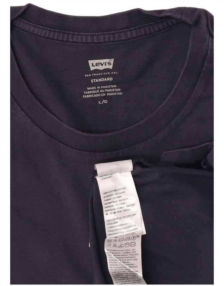 Levi's Camiseta estándar para hombre de manga larga de algodón azul marino grande