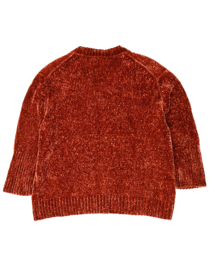 Zara Jersey oversize con cuello en V para mujer UK 10 Small Marrón Poliéster