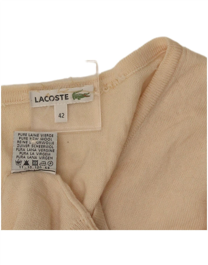 Lacoste Cárdigan para mujer talla 42 grande beige lana virgen