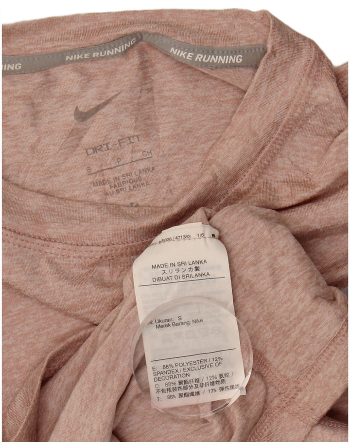 Nike - Camiseta de running para mujer, manga larga, talla 40, poliéster moteado rosa pequeño