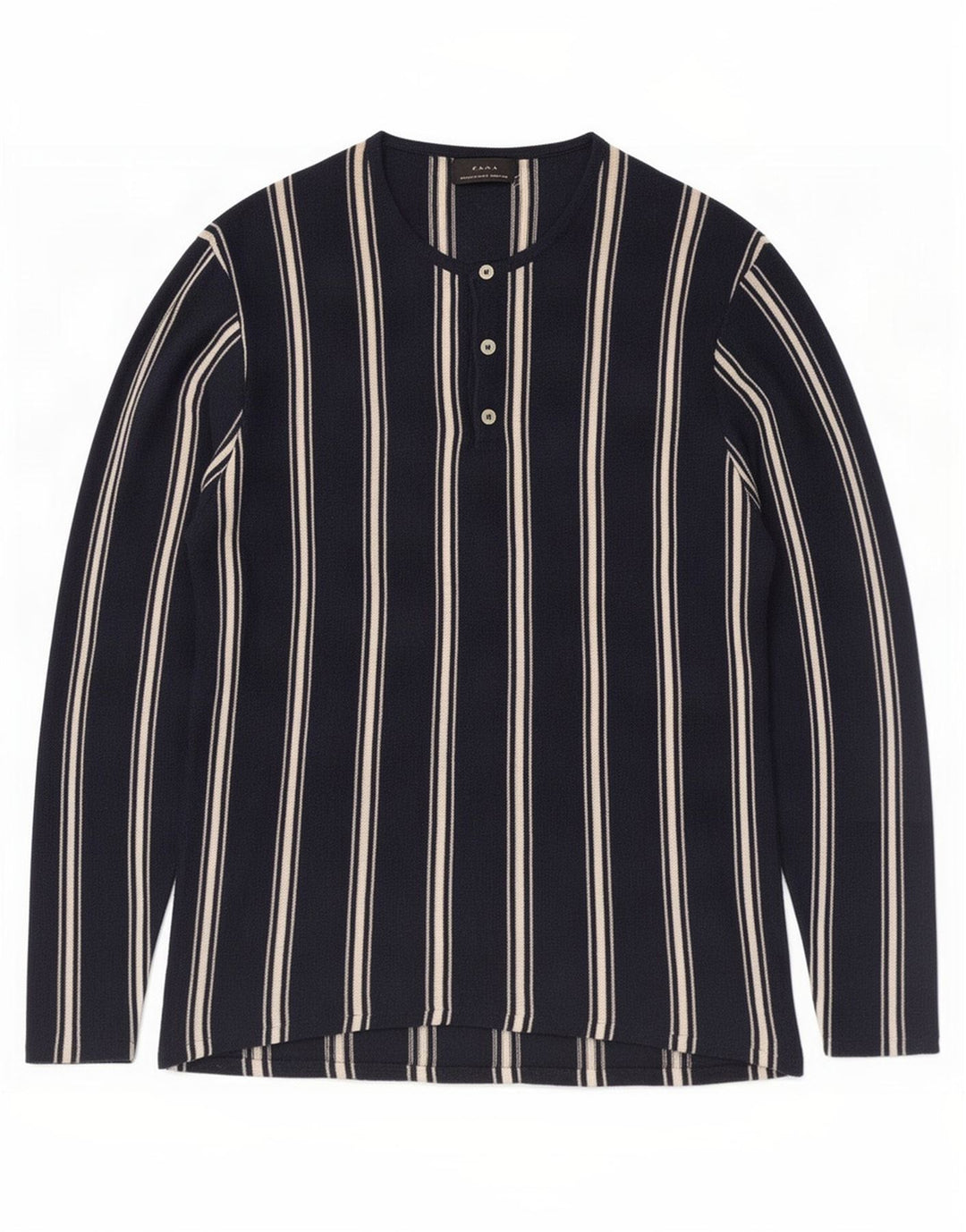 Zara Hombre Top Manga Larga Ramio Rayas Azul Marino Medio