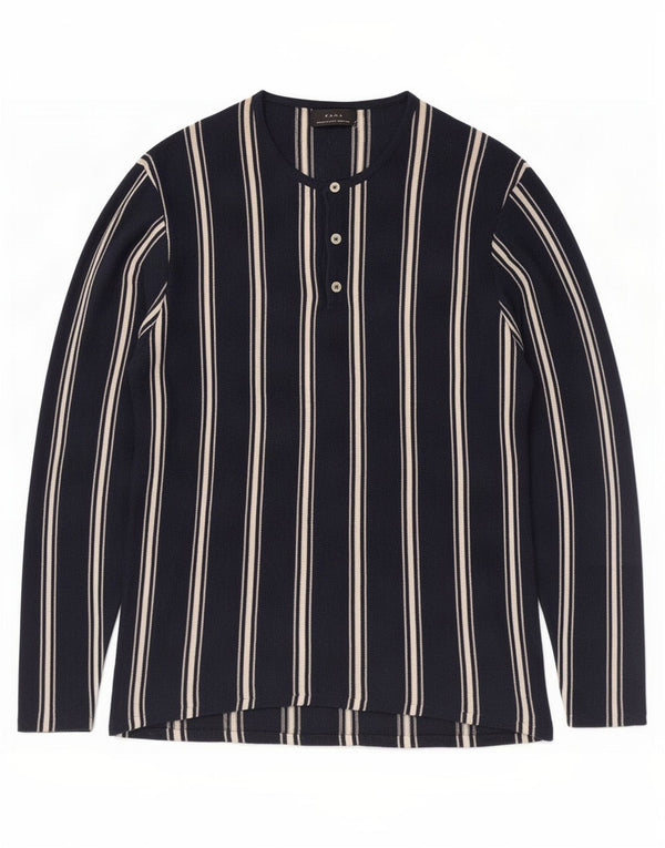 Zara Hombre Top Manga Larga Ramio Rayas Azul Marino Medio