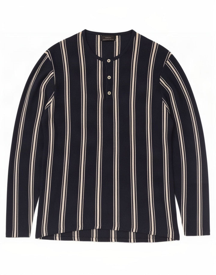 Zara Hombre Top Manga Larga Ramio Rayas Azul Marino Medio