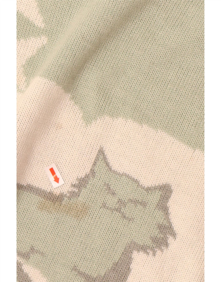 VINTAGE suéter de jersey de cuello de tortuga para mujer Reino Unido 16 estampado animal verde grande