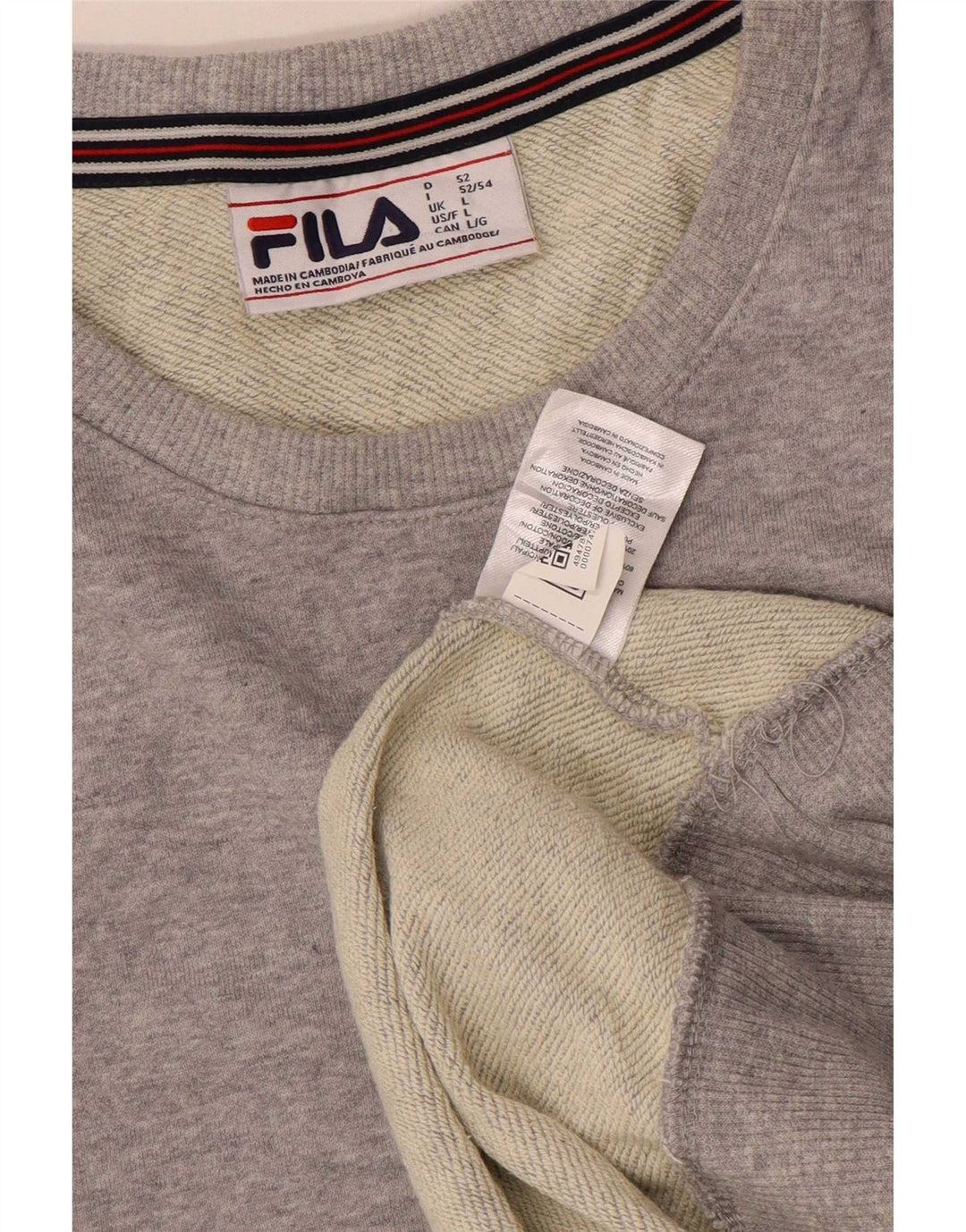 Fila Mens Graphic Sudadera Jumper Grande Gris Poliéster