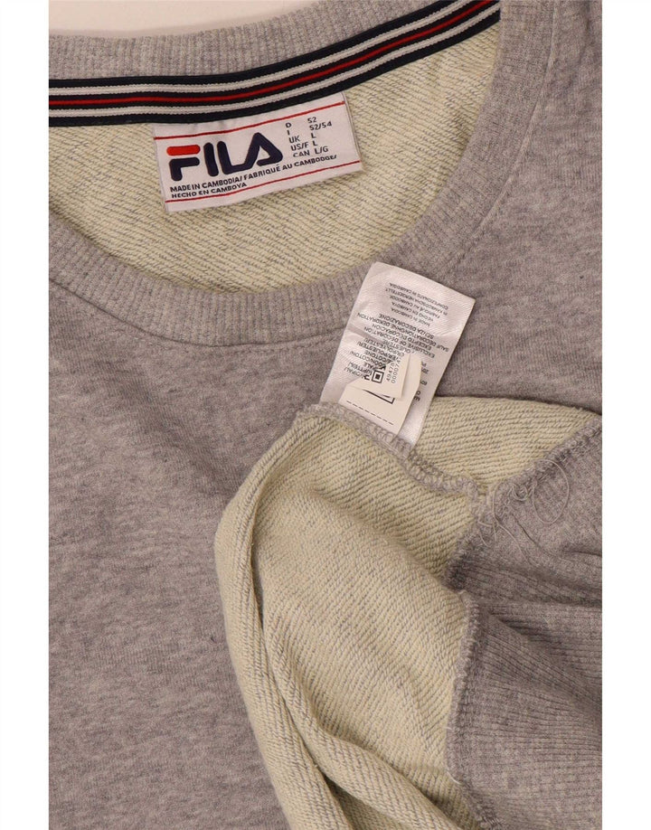 Fila Mens Graphic Sudadera Jumper Grande Gris Poliéster