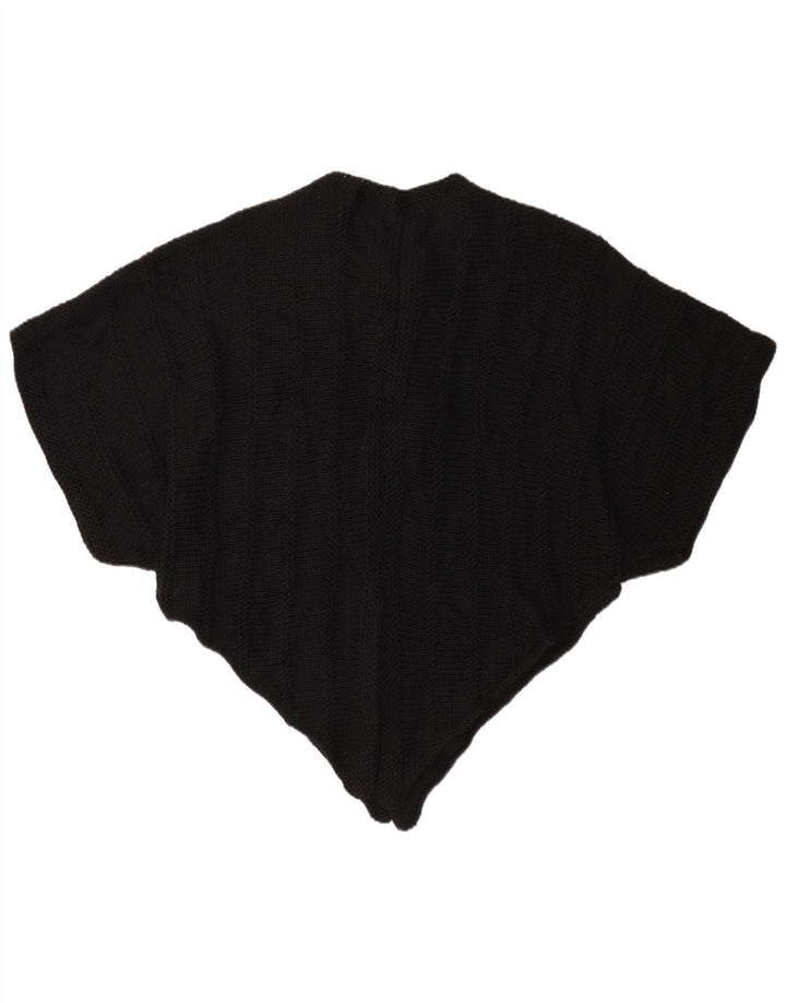 Vintage mujer asimétrica poncho jumper talla única negro