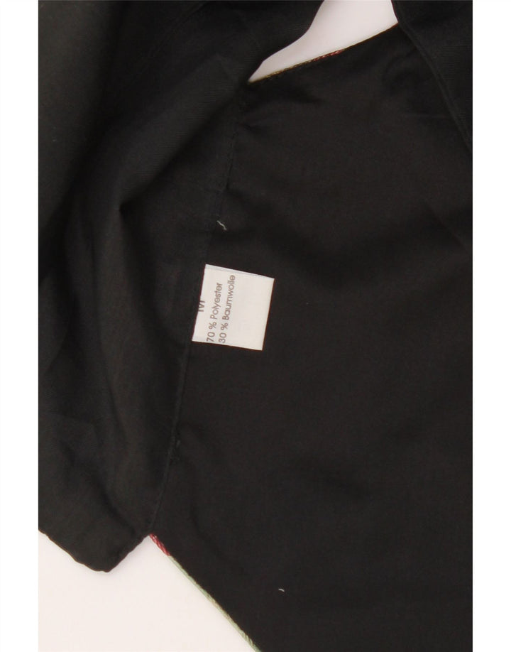 VINTAGE Chaleco de Mujer Reino Unido 14 Poliéster Floral Negro Medio