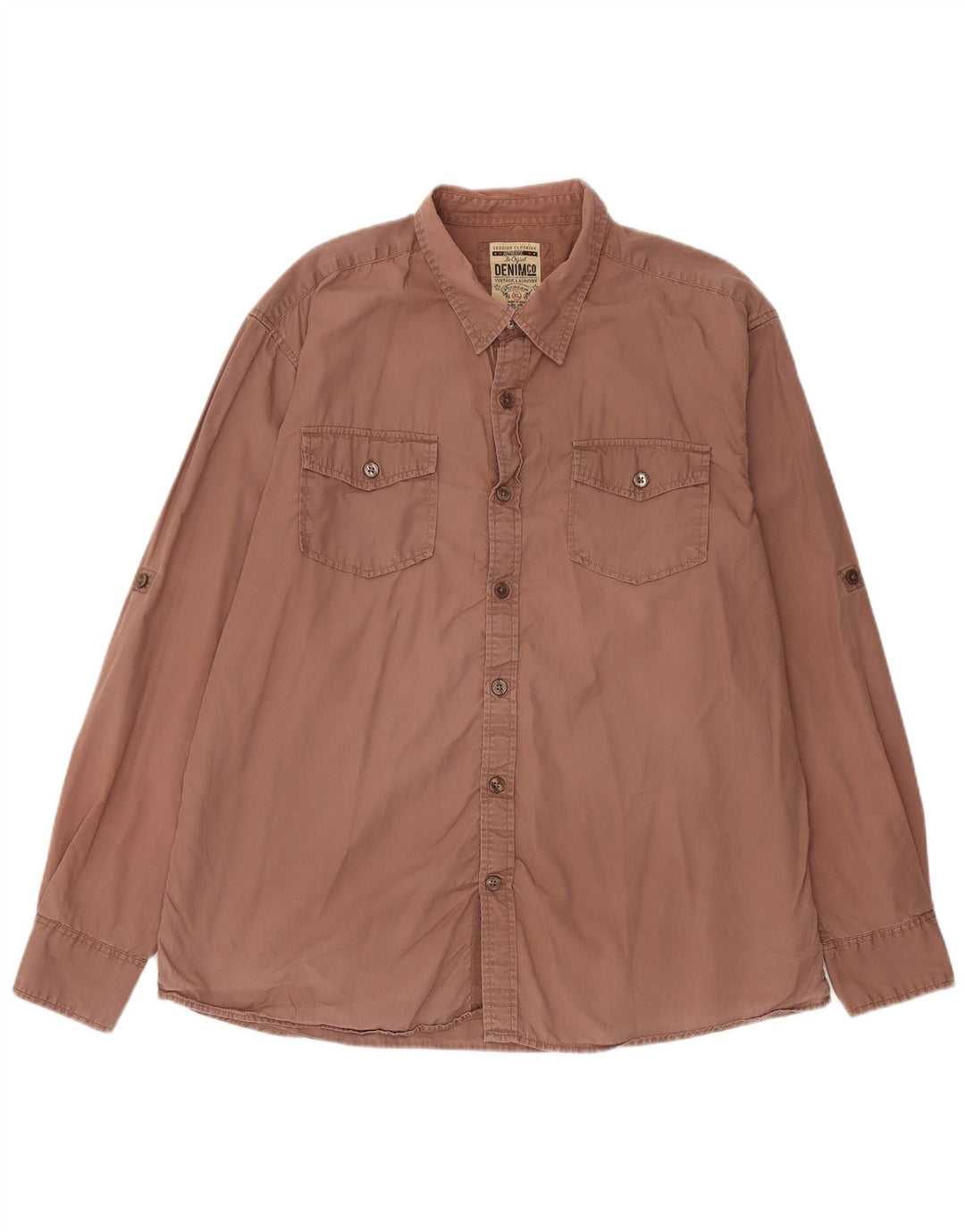 Camisa Vintage Hombre XL Algodón Marrón