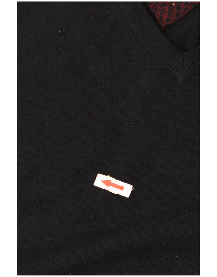 TOMMY HILFIGER Jersey con cuello en V para hombre de lana de cordero negra mediana